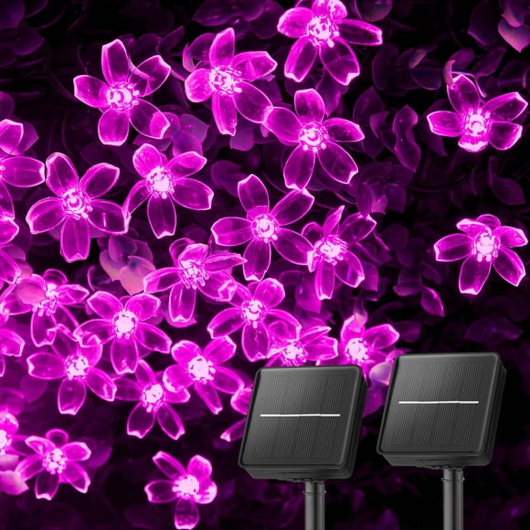 Guirnalda de luces solares Brightown, 120 LED, 16 m, resistentes al agua, color rosa