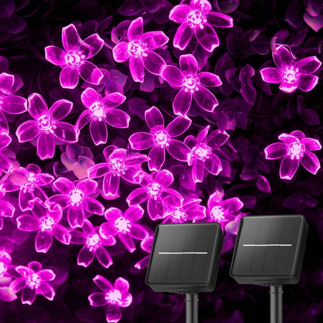 Guirnalda de luces solares Brightown, 120 LED, 16 m, resistentes al agua, color rosa