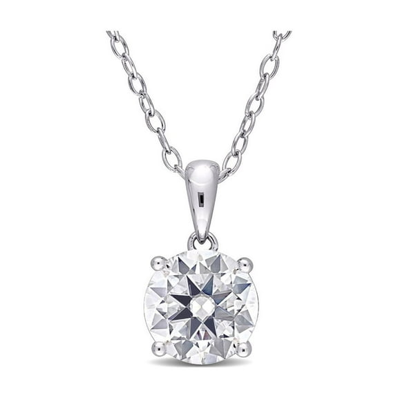 1.85 Carat (Ctw) Lab-Created Moissanite Round Solitaire Pendant Necklace in Sterling Silver with Chain (8mm) for Women