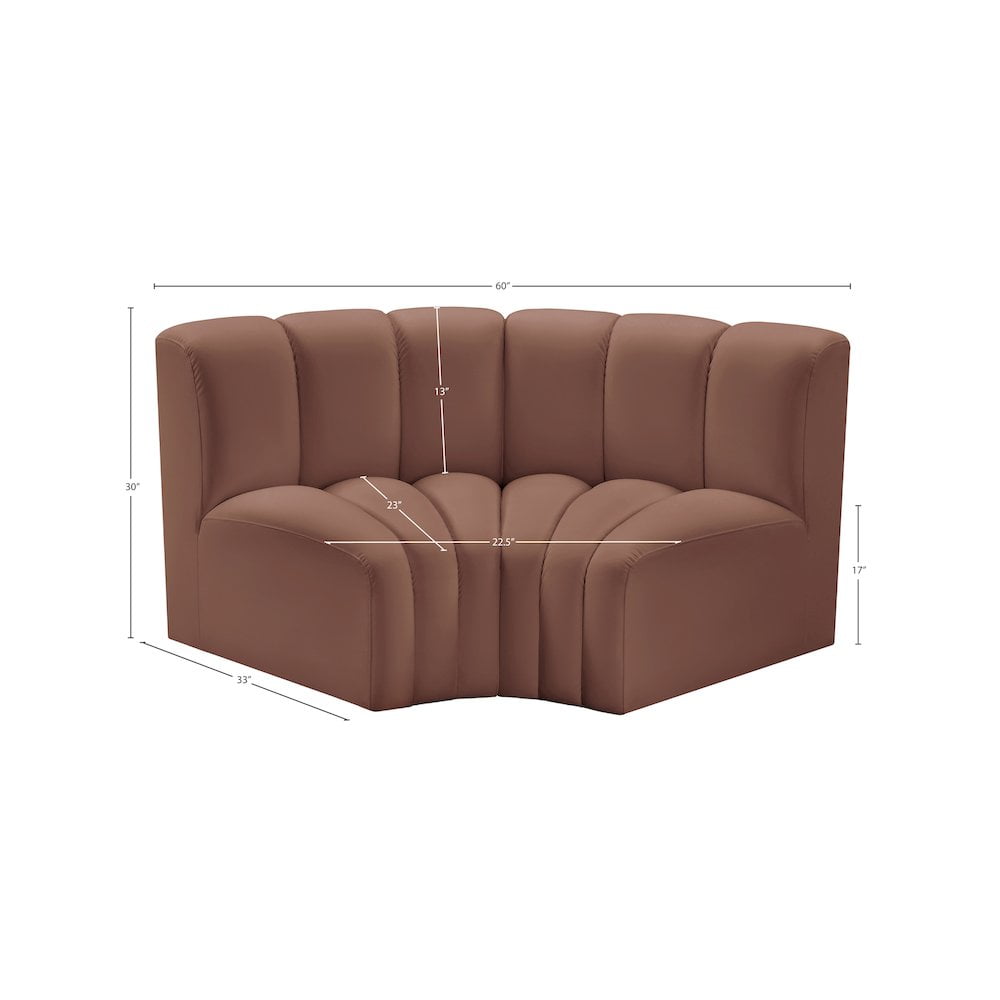 Meridian Furniture Arc Cognac Vegan Leather Modular Sectional