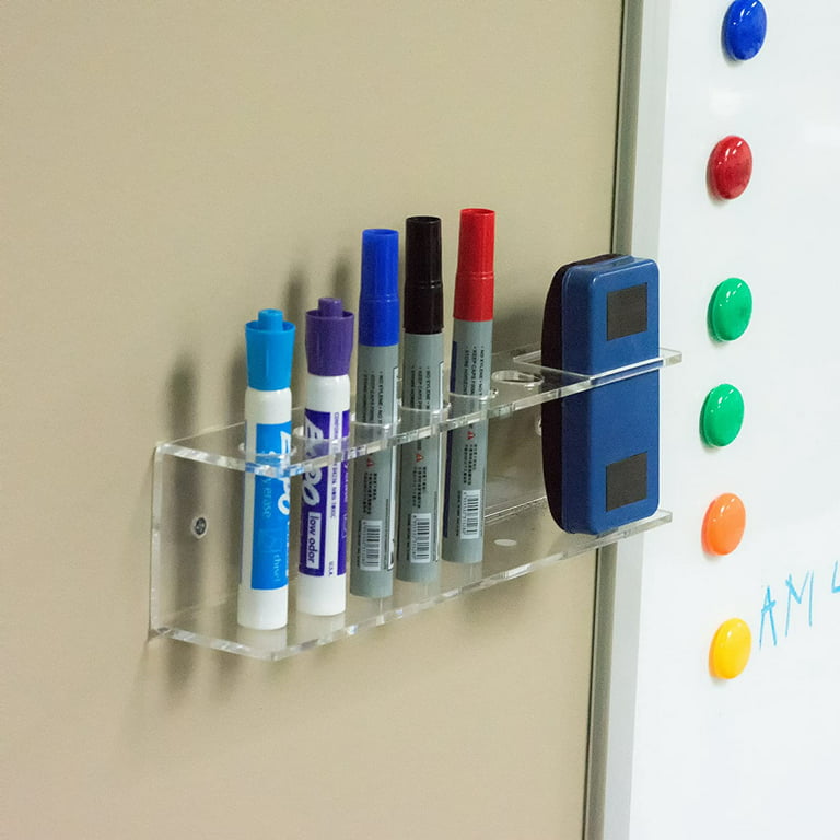 15 Slots Clear Acrylic Wall Marker Holder Organizer Rack w/ Eraser Storage  Shelf