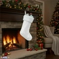 thumbnail image 3 of PMU Christmas Velvet Plush 1 Pc White Stocking, 3 of 6