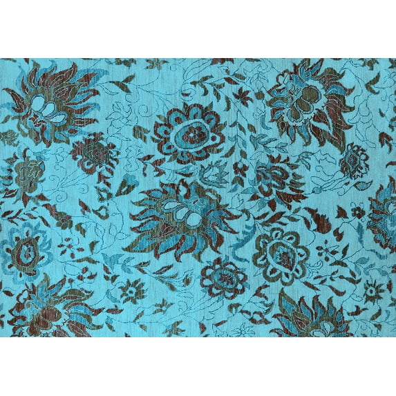 Ahgly Company Indoor Rectangle Oriental Light Blue Industrial Area Rugs, 8' x 12'