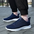 thumbnail image 2 of Mens Shoes,Men Fashion Sports Sneakers Pattern Solid Mesh Breathable Comfortable Lace Up Walking Shoes,Shoes for Men,Navy,8, 2 of 9