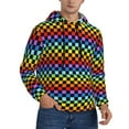 thumbnail image 2 of Sikiie Rainbow Chequerboard Men's Hoodie, Essentials Hoodie, Sweatshirt, Pullover Hooded Sweatshirt for Men-4X-Large, 2 of 7