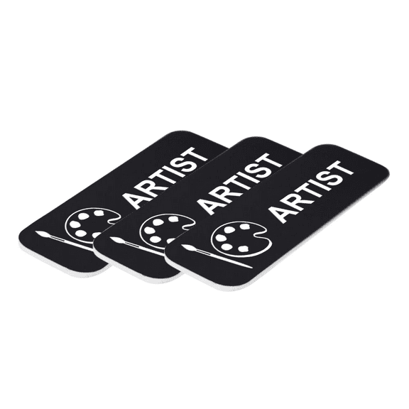 Artist 1" x 3" Name Tag/Badge, Black, (3 Pack)