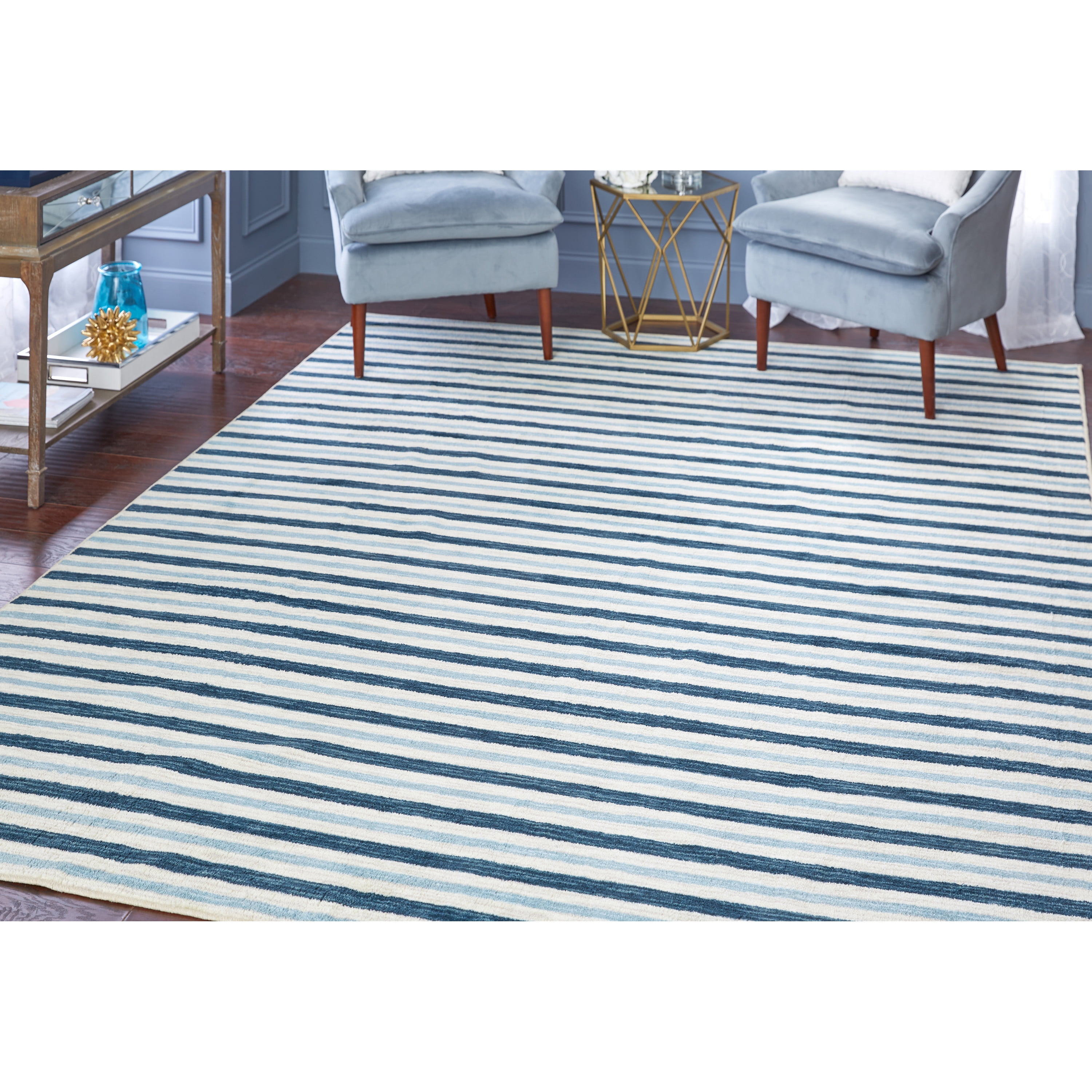 Mohawk Home Aurora Monterey Stripe Blue Printed Area Rug, 7'6"x10