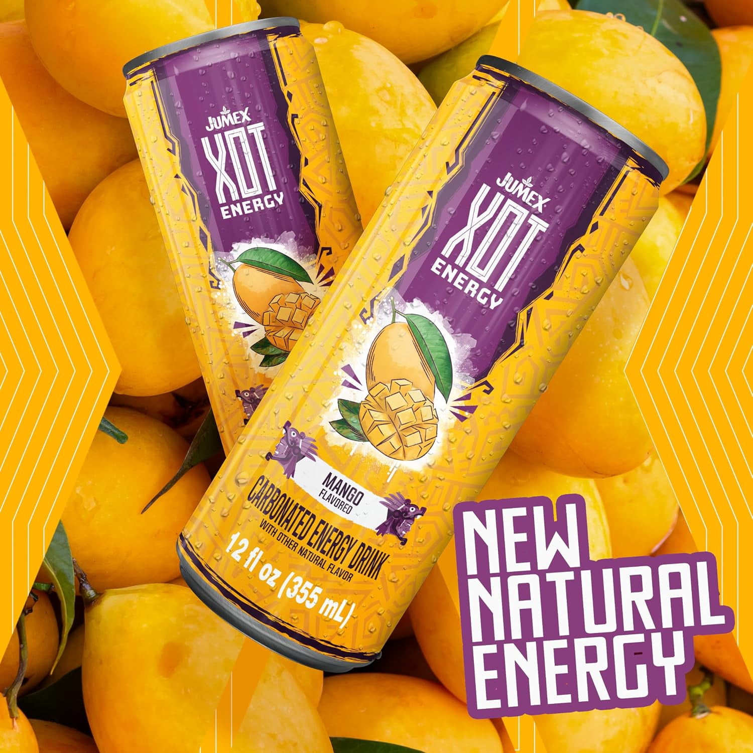 (12 pack) Jumex XOT Mango Sparkling Energy Drink, 12 fl oz