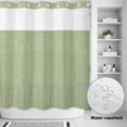 thumbnail image 2 of No Hook Shower Curtain, Vintage Sage Green Shower Curtains for Bathroom with See Through Top Window, Farmhouse Retro Beige Solid Color Waterproof & Washable Bath Curtain 66"x72", 2 of 9