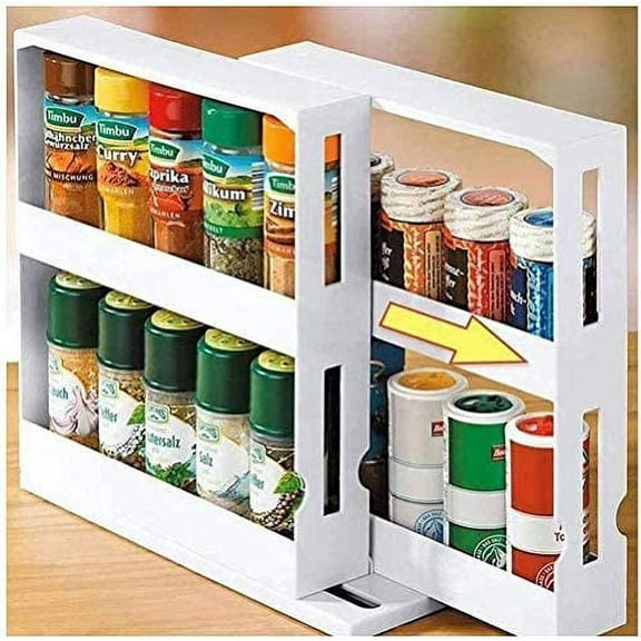 Nvzi Spice Rack Seasoning Storage Holder, Two 2-Tiered , Kitchen organizer spice bottle rotating seasoning rack