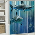 thumbnail image 6 of Fenyluxe 3D Shark Shower Curtain, Funny Kids Ocean Animal Fish, Blue Fantasy Underwater World, Polyester Fabric Bathroom Decor 36x72, 6 of 7