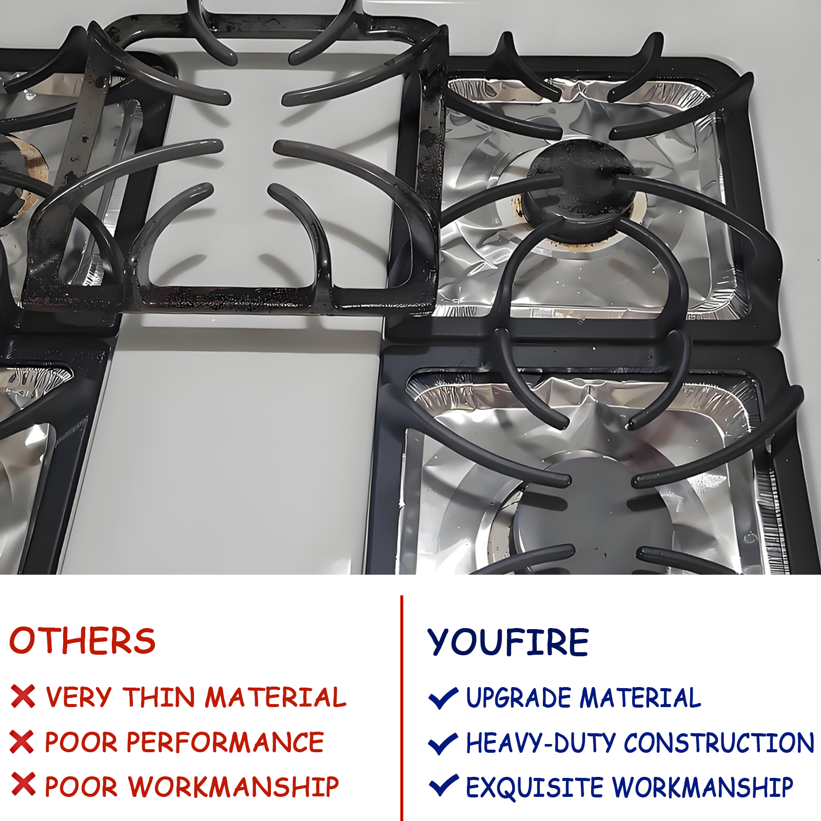 Burner Grates 16202405 for Frigidaire Stove Grate, Rack Grate Gas Range Parts Stove Surface Top Grate for Kenmore, 4 Pcs Cast Iron Stove Replacement Parts