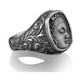 thumbnail image 2 of Buddha Signet Pinky Ring For Men in Sterling Silver, Buddhist Hinduism Jewelry, Engraved Mens Rings, Personalized Signet Rings for Women, 2 of 5