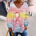 thumbnail image 2 of Tiqkatyck Womens Fall Shirts, Women's Fashion Casual Breast Cancer Awareness V Neck Long Sleeve Shirts Loose Top T Shirt Graphic Tees for Women, Breast Cancer Shirts for Women Yellow XXL, 2 of 4