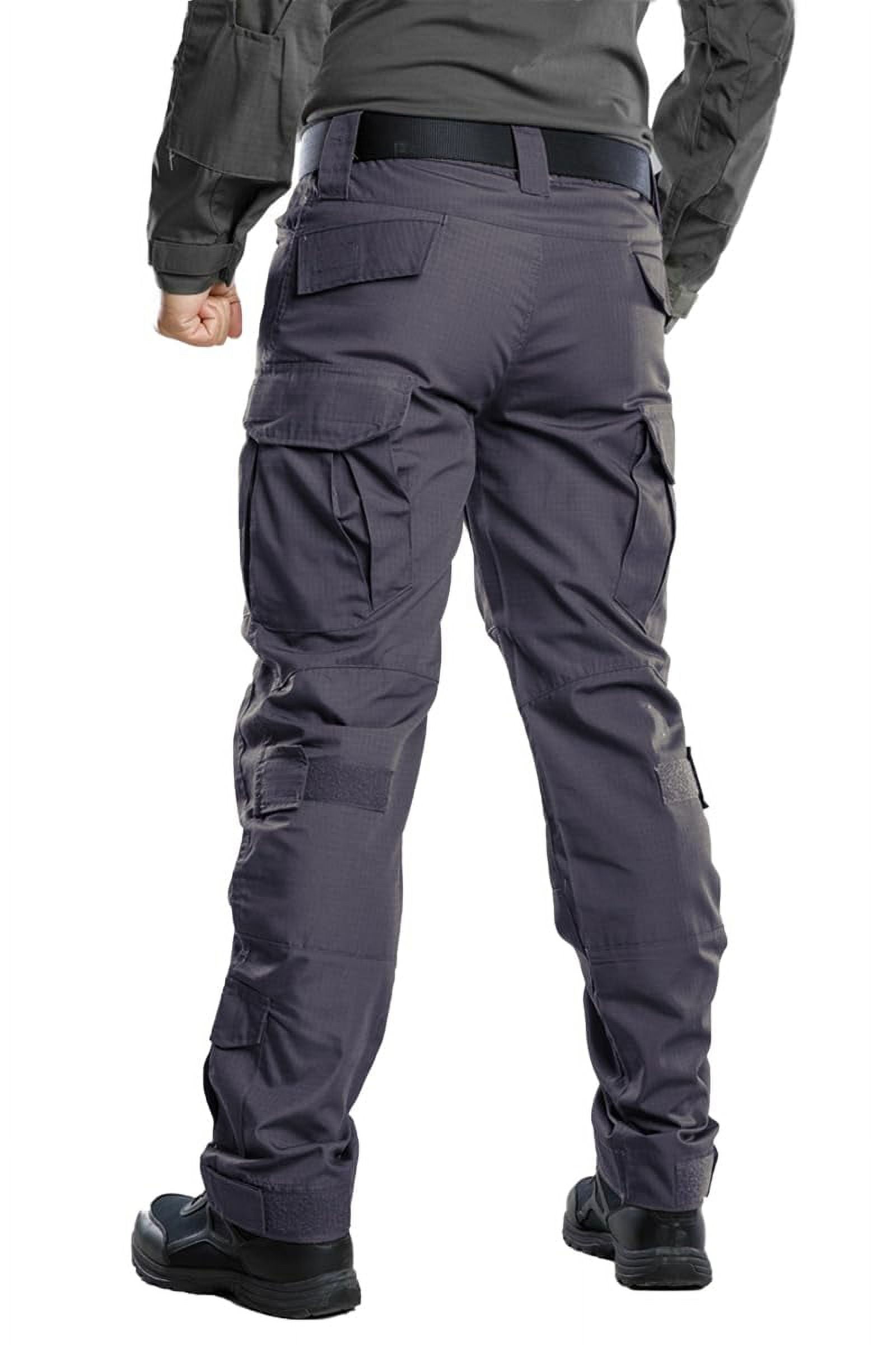 TRGPSG Men's Tear-Resistant Hiking Outdoors Work Pants with 10 Pockets Waterproof Cargo Hiking Hunting Pants,Gary 38