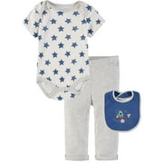 Bon Bebe Boys 0-9 Months Rocket Bodysuit Pant Set With Bib (White 6/9 Months)