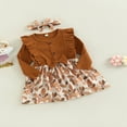 thumbnail image 3 of Robe d'Automne Douce pour Fille avec Bandeau à Nœud Manches Longues Col à Volants Imprimé Feuille Patchwork Robe Trapèze, 3 of 8