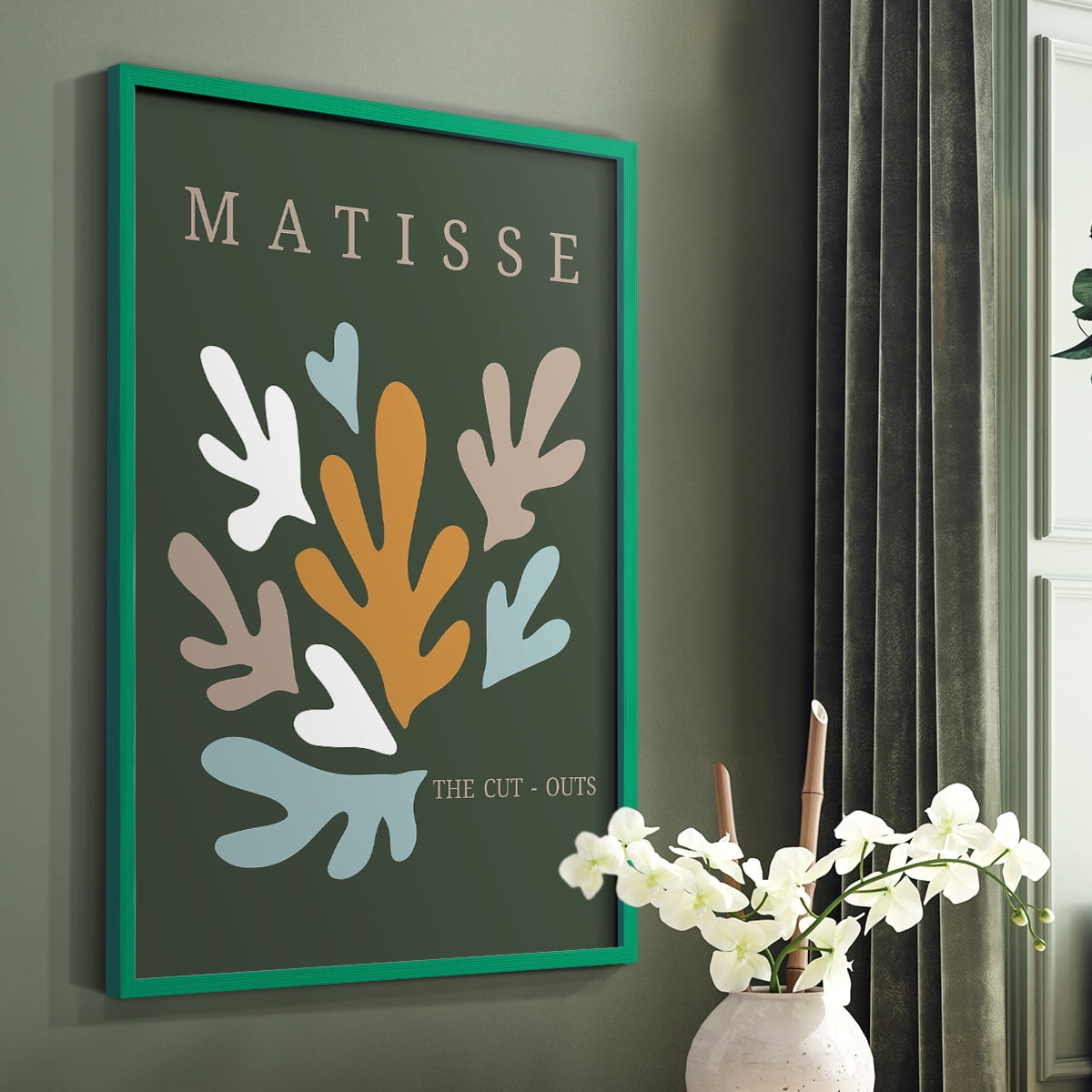 Matisse CDIII in Green Solid Wood Framed Print No Nail Hanging