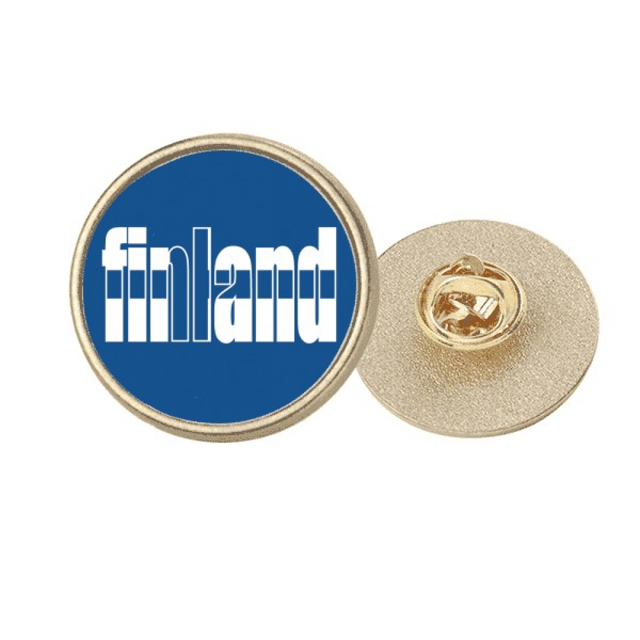 Finlandia, país, nombre de la bandera Broche de oro metálico circular