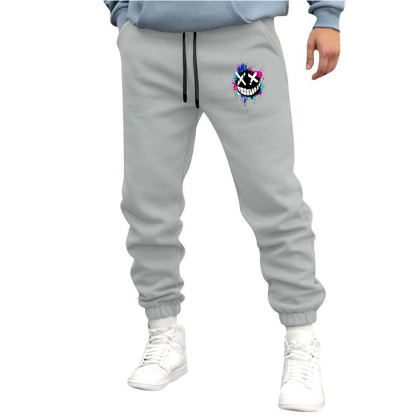 Pantalones deportivos de longitud completa para hombre, pantalones de ejercicio para correr ajustados, pantalones para correr con cordón, pantalones estampados, pantalones para hombre