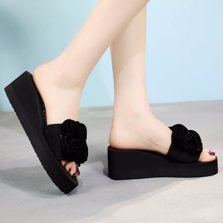 

Buitifor Women s Summer Fashion Casual Clip Toe Flip Flops Non-Slip Wedges Beach Slippers