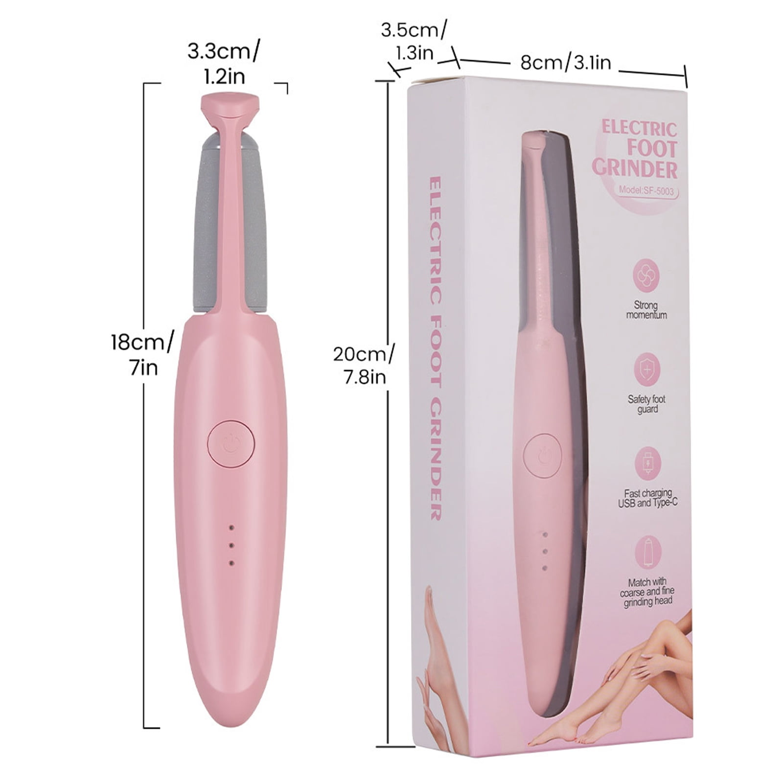 Electric Callus Remover Foot Grinder for Dead Skin, Replaceable Sandpaper Pedicure Tool with 3 Speeds