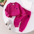 thumbnail image 2 of Kogui Baby Girl Clothes Set Kids Toddler Girl Long Sleeve Sweatshirt & Denim Straight Leg Pants Fall Winter Outfits Set 3 6 9 12 18 Months 2T 3T 4T 5T (Hot Pink,18-24 Months), 2 of 8