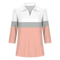 thumbnail image 4 of BSDJILFG Golf Shirts for Women with Collar,3/4 Sleeve Dressy Casual Summer Color Blocked Slim Fit V-Neck Office Work Blouse, 4 of 4