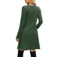 thumbnail image 4 of Long Sleeve Dress for Women Crew Neck Empire Waist Tunic Dress with Pockets, 4 of 5