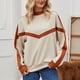 thumbnail image 5 of Women Pullover, Cotton Comfortable Stylish Color Splicing Lone Sleeve Khaki Long Sleeve Casual Top For Home ANGGREK Otros, 5 of 5