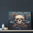 thumbnail image 3 of Lsque Vintage Leaf Flower Skull Print Wall Art – Decorative Picture for Living Room, Bedroom, and Office (Horizontal), 3 of 6