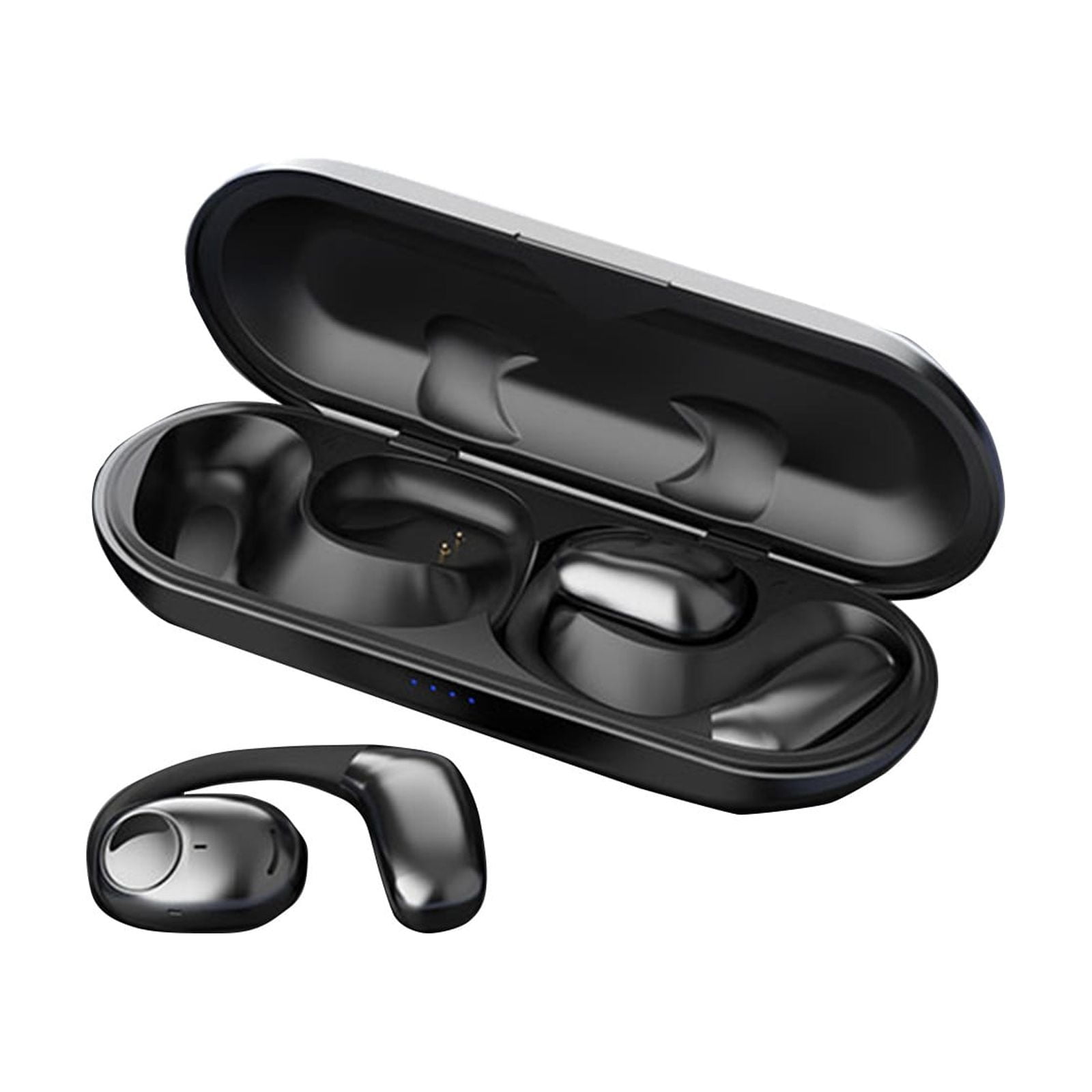 Open Ear Clip Wireless Earbuds Bluetooth 5.4, Lightweight Comfort Sports Bone Conduction Headphones Built-in Mic for Clear Audio, Stable Fit Earphones 24H Play(Black)