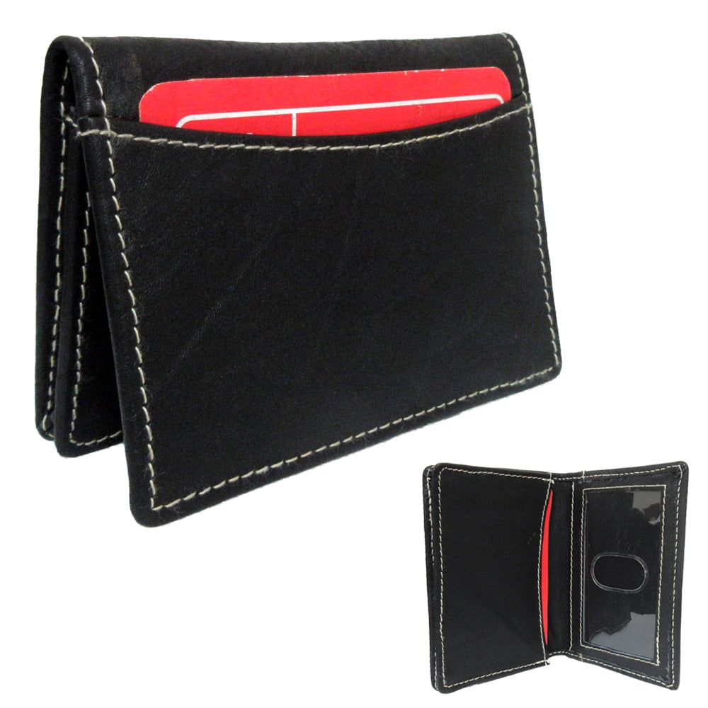 Unisex Premium Real Soft Leather Credit Card Holder Coin Purse Wallet ID 