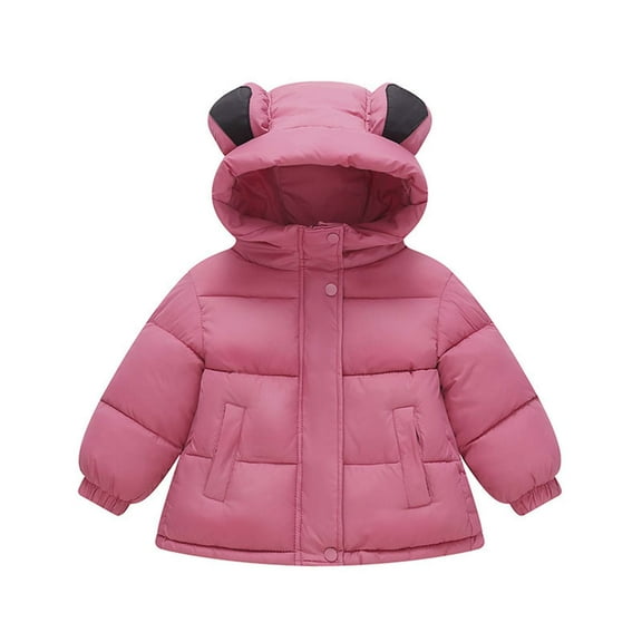 Cethrio Girls Puffer Jackets, Windproof Full Zip Warm Hooded Winter Coats Outerwear Pink Size 7 T