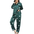 thumbnail image 4 of Azrian Womens Pajamas,Womens Fashion Print Home Wear Two-Piece Suit Long Sleeve Pants Pajama Set L Size,Green on, 4 of 4