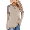 Camiseta de mujer Blusa superior de cuello redondo con costuras en bloque de color FleinngHoz JD710547116