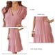 thumbnail image 5 of Vestido midi casual con cuello en V para mujer, mangas onduladas, una línea de color puro, vestido escalonado con volantes de verano, 5 of 6