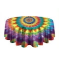 thumbnail image 5 of Colorful Rainbow Tie Dye Spiral Pattern Round Tablecloth 60"x60",Wrinkle Wipeable Table Cloth for Kitchen Dining Room Picnic Patio Party, 5 of 6