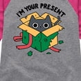 thumbnail image 3 of Instant Message - Cat Christmas Present - Toddler & Youth Girls Raglan Graphic T-Shirt, 3 of 6