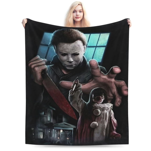 Michael Myers Blanket Cozy Warm Flannel Throw Blanket for Living Room Bedroom Bed Sofa Car, All Seasons Fleece Blankets Gifts for Kids Teens Adults 40"X30"