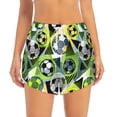 thumbnail image 4 of Lsque Football Doodle Printed Women's Running Shorts with Liner Pockets,Elastic Quick Dry Workout Athletic Gym Yoga Shorts,Womens High Waist Shorts-Small, 4 of 9