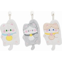 CEYAZYE 3 Pack Cat Hand Towels for Bathroom Kitchen, Cute Decorative Super Absorbent Soft Hanging Loop Towel with Coral Velvet Fabric, Pet Decor Gift for Women Girls (11.8 x 7.9 inches)