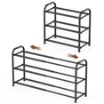 thumbnail image 1 of Gonfoam Zapatero expandible de 3 niveles, estante ajustable para zapatos, organizador de almacenamiento, zapatero independiente de metal resistente para puerta de armario de entrada (negro), 1 of 5