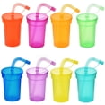 thumbnail image 2 of Plastic Tumbler Cups with Flexible Straws for Cold Beverages and Juices Set of 8 Straws Included for Parties and Everyday Use Drinking Straws #B6 Multicolor_017, 2 of 9