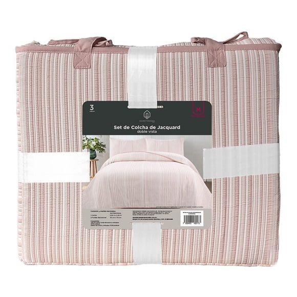 Set de edrecolcha Home Trens Jacquard rosa 3 piezas matrimonial