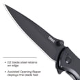 thumbnail image 2 of CRKT Slag Everyday Carry Assisted Folding Knife with Frame Lock: D2 Plain Edge Blade, Black Stainless Steel Handle, Pocket Clip,7600K, 2 of 6