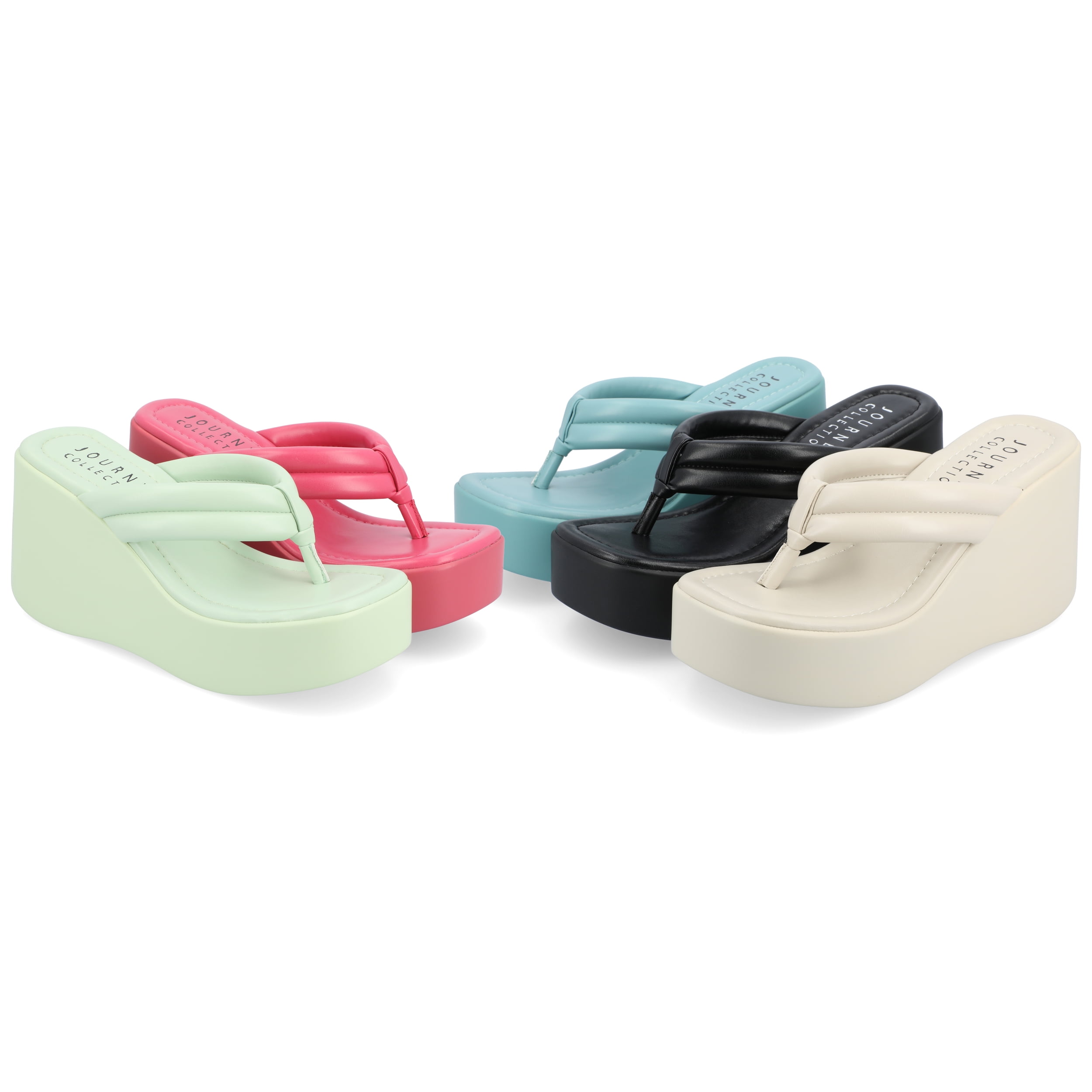 Journee Collection Womens Shareene Tru Comfort Foam Slip On Platform Wedge Sandals