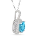 thumbnail image 3 of SZUL Women's 1 1/2 Carat Cushion Blue Topaz and Diamond Halo Pendant in 10K White Gold, 3 of 5