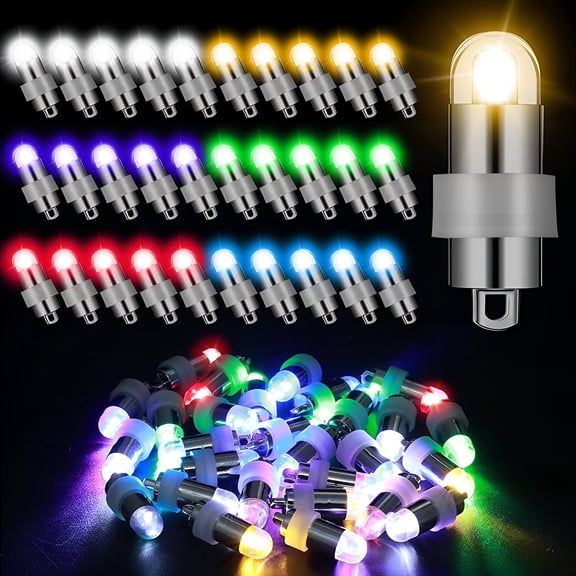 HIBIBUD 20Pcs LED Balloon Lights - Battery Operated Submersible LED Wicks for Balloons, Paper Lanterns, Wedding Party Decorations, Colorful Mini LED Lights