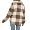 thumbnail image 5 of WMTBSRSW Womens Fashion Sweatshirts Plaid Stand Collar Sherpa Sweatshirts Half Zip Fuzzy Fleece Pullover Casual Loose Fluffy Outerwear Brown Large, 5 of 6